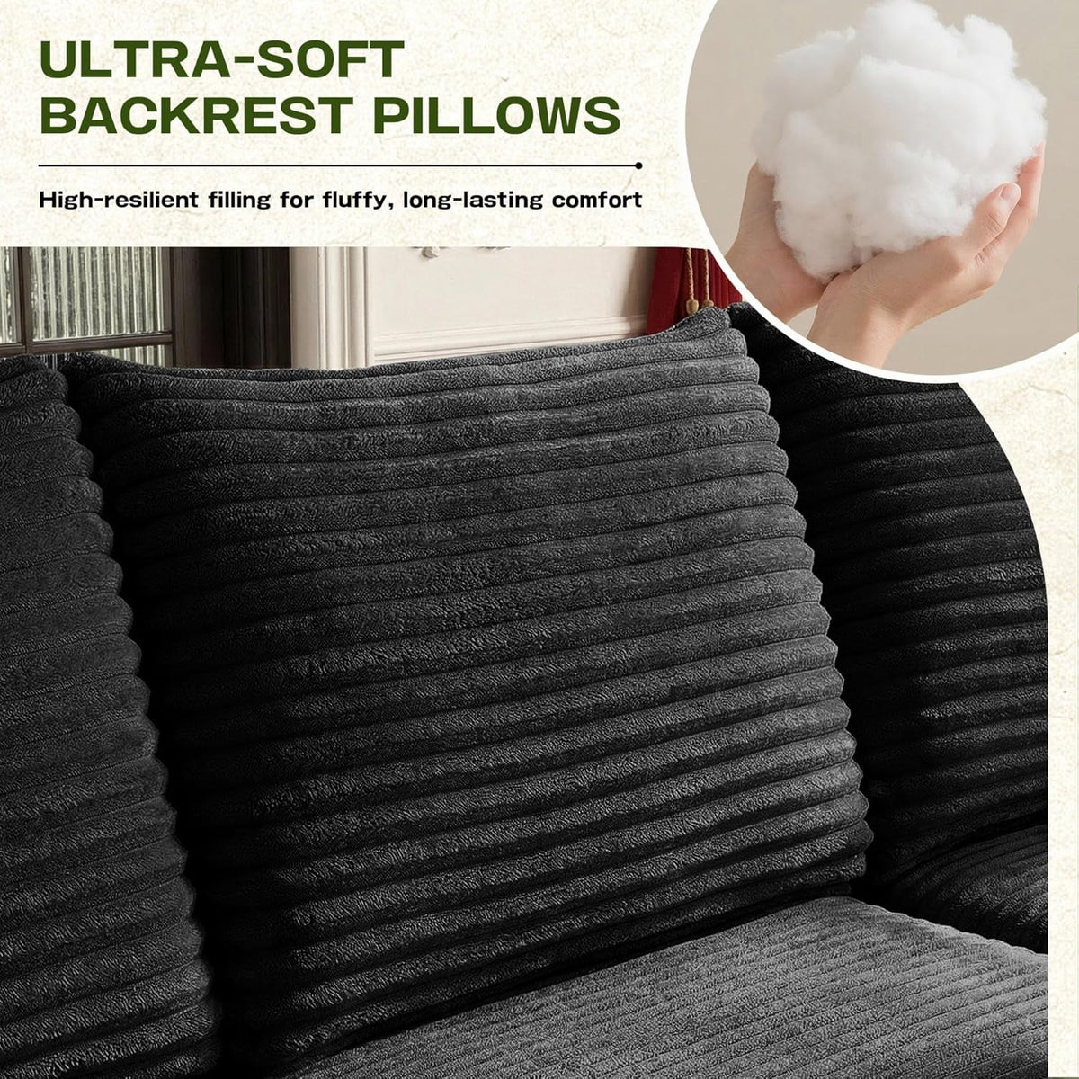 Black 96-Inch U-Shape Contemporary Modular Sectional Sofa by ShipItFurniture