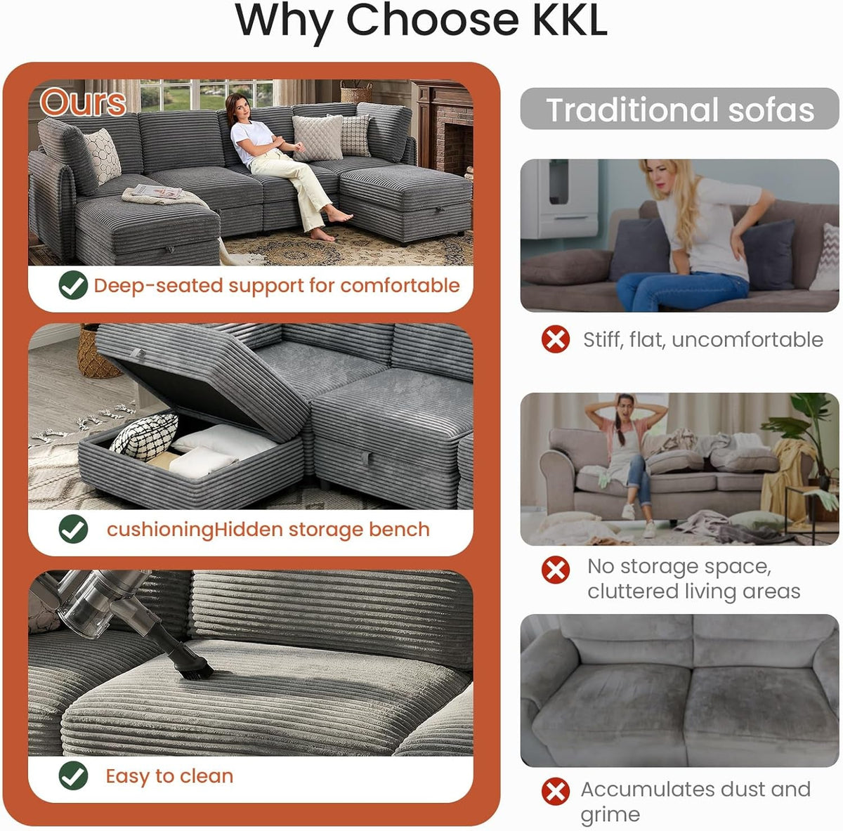 Gray Modular Sectional Sofa With Hidden Compartment by ShipItFurniture