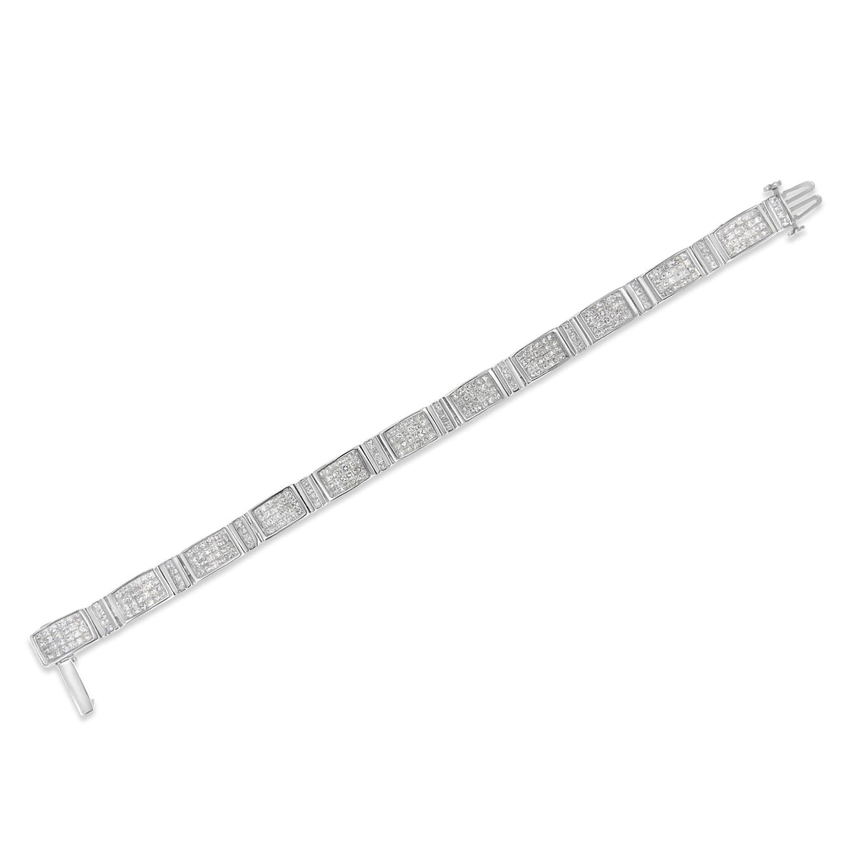 14K White Gold 7.0 Cttw Princess Cut Diamond 7" Alternating Vertical and Horizontal Rectangular Link Tennis Bracelet (H-I Color, SI2-I1 Clarity) by Infinite Jewels
