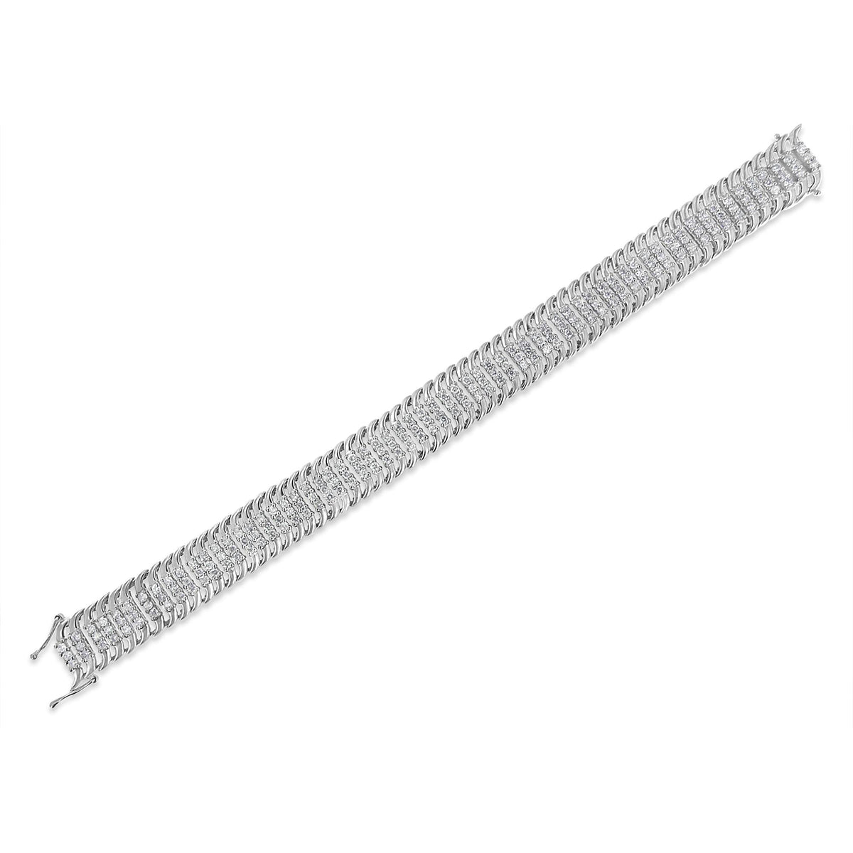 14K White Gold 5.0 Cttw Round Brilliant Cut Diamond 7" S Wave Serpentine Tennis Bracelet (H-I Color, I1-I2 Clarity) by Infinite Jewels