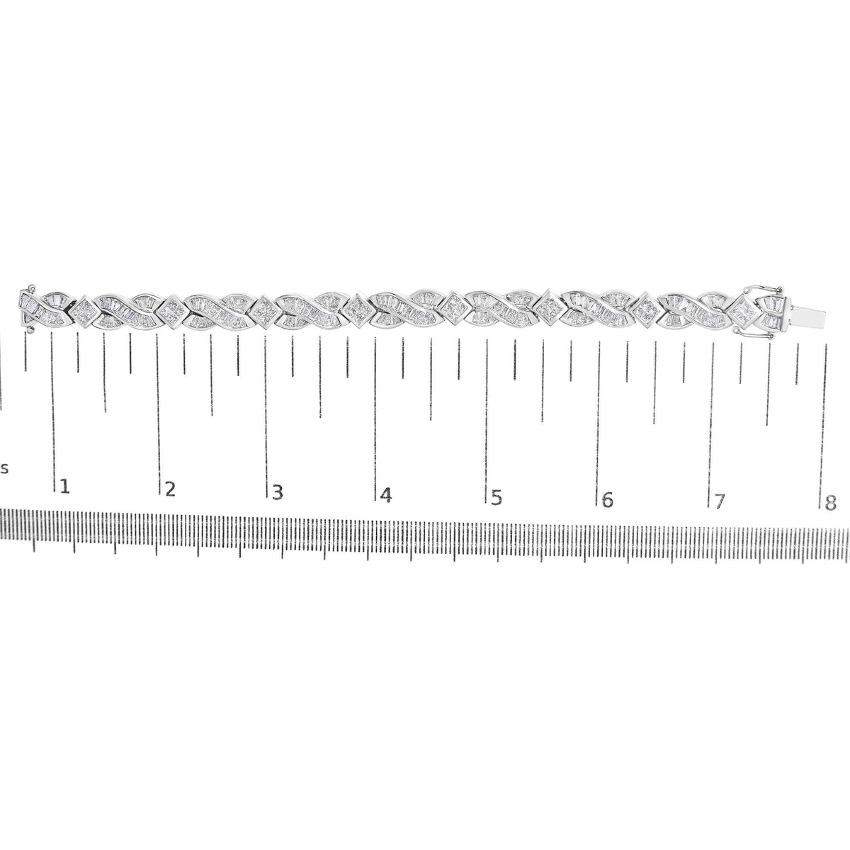 14K White Gold 8 1/5 Cttw Diamond Geometric Twisted Link Bracelet by Infinite Jewels