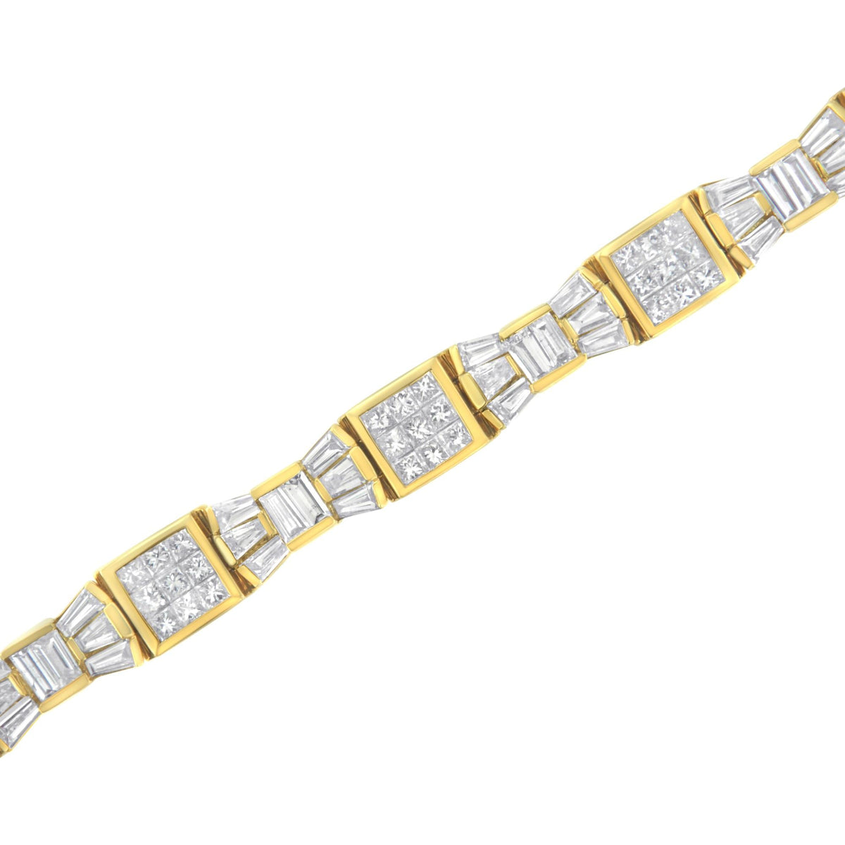 14K Yellow Gold 9.0 Cttw Diamond Alternating Bow and Box Link Bracelet (G-H Color, VS1-VS2 Clarity)- 7" by Infinite Jewels