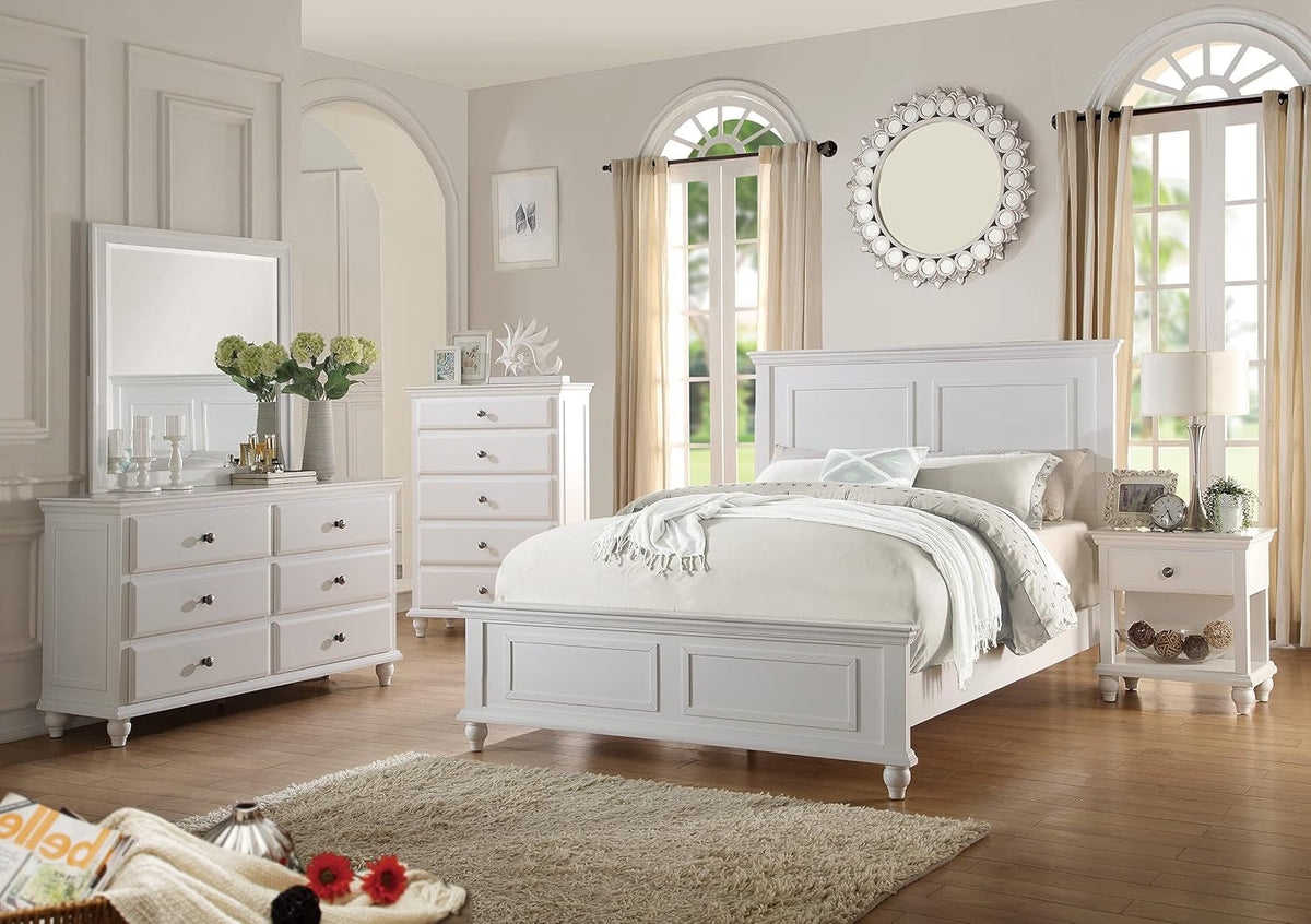 White Eastern King Size Contemporary Platform Bedstead by ShipItFurniture