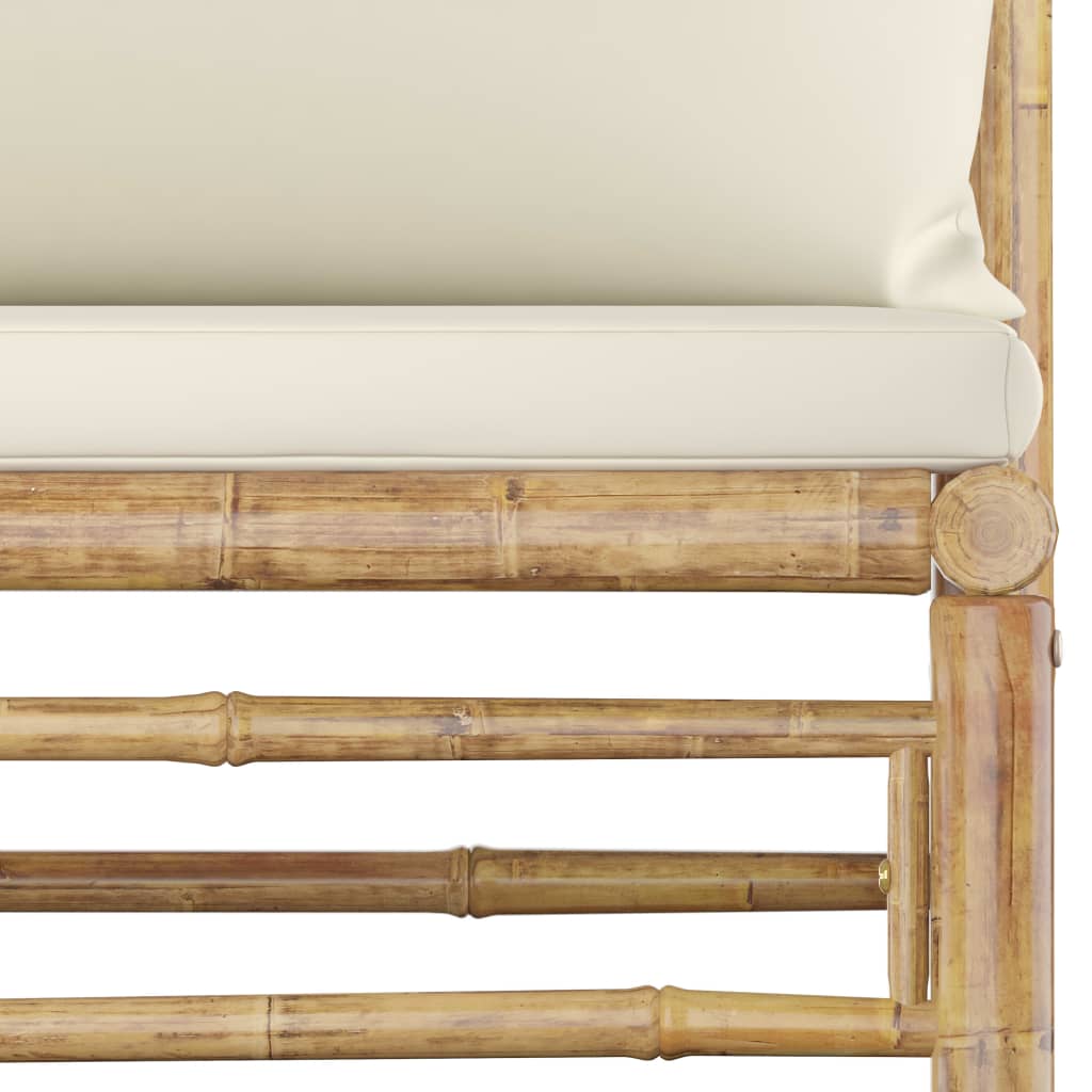 NNEVL 5 Piece Garden Lounge Set with Cream White Cushions Bamboo by NNEVL