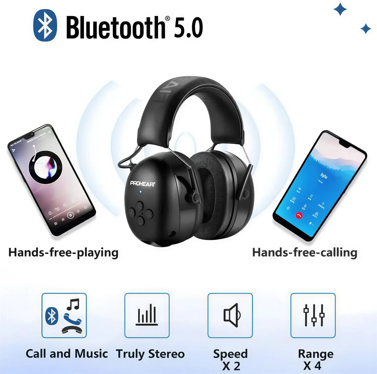 Bluetooth Electronic Earmuffs Black by CAN