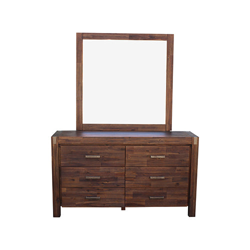 NNEDSZ Pieces Bedroom Suite in Solid Wood Veneered Acacia Construction Timber Slat Queen Size Chocolate Colour Bed, Bedside Table , Tallboy & Dresser by NNEDSZ