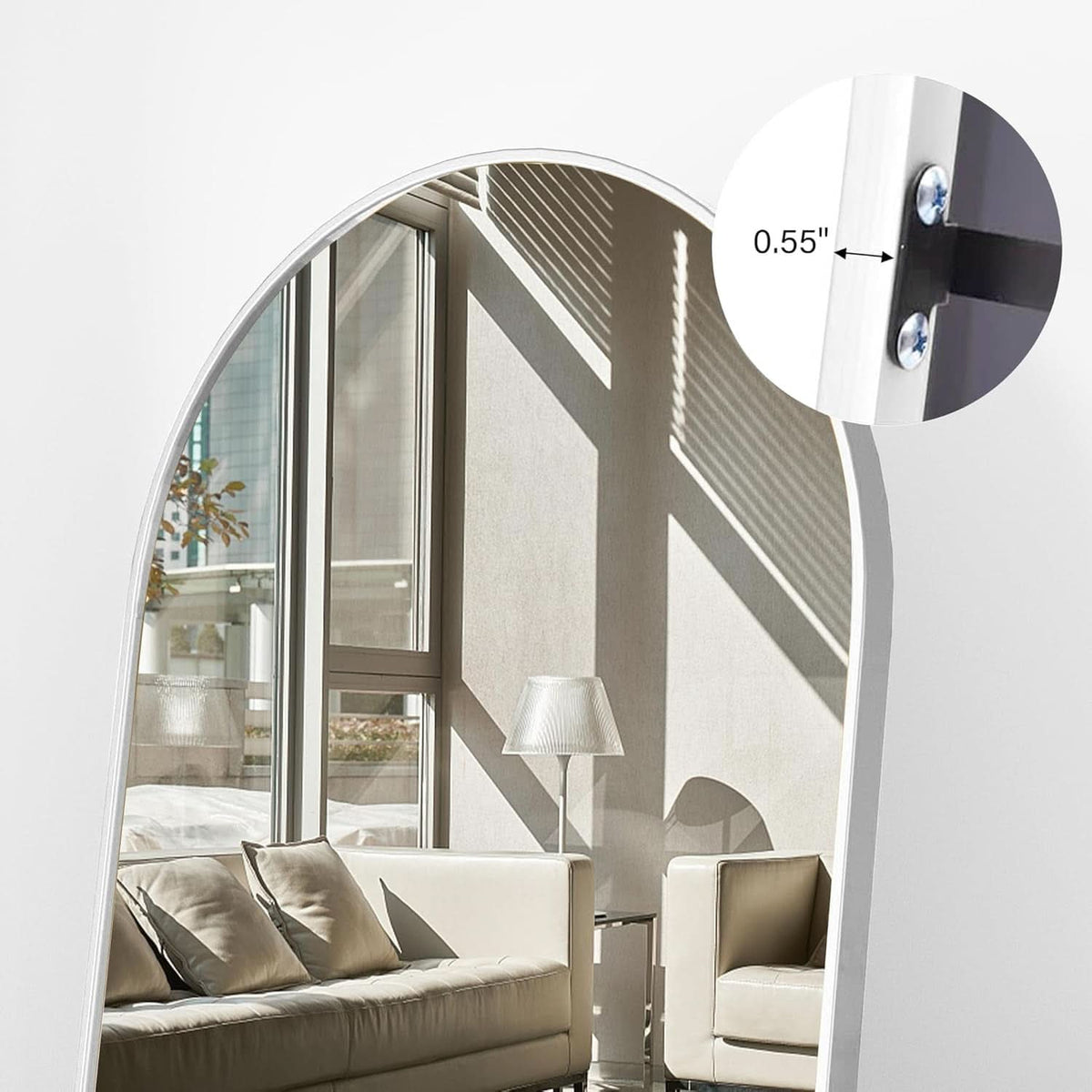 76x34 Arch Full Length Mirror Aluminum Frame For Bedroom by ShipItFurniture