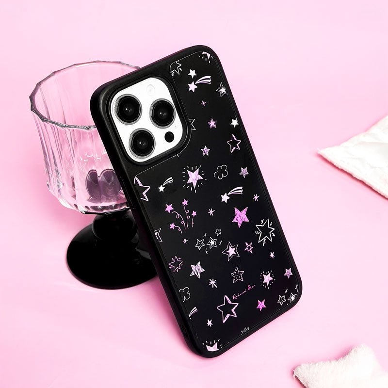 Casey Reduced Star Pink Twinkling Stars AG Matte Phone Case – Magnetic Anti-Fingerprint Protective Cover by CASEY