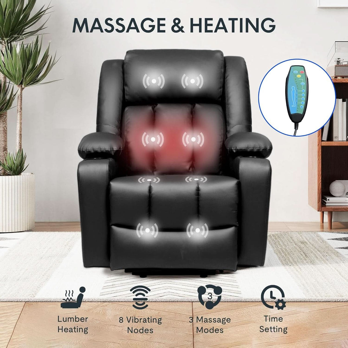 XL31 Power Lift Recliner For Elderly Black Massage by ShipItFurniture