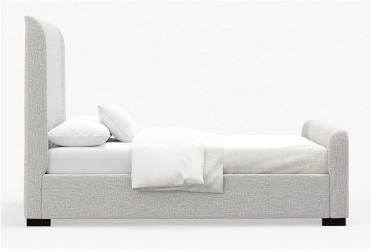 California King Platform Bed Stone Beige Upholstered by ShipItFurniture