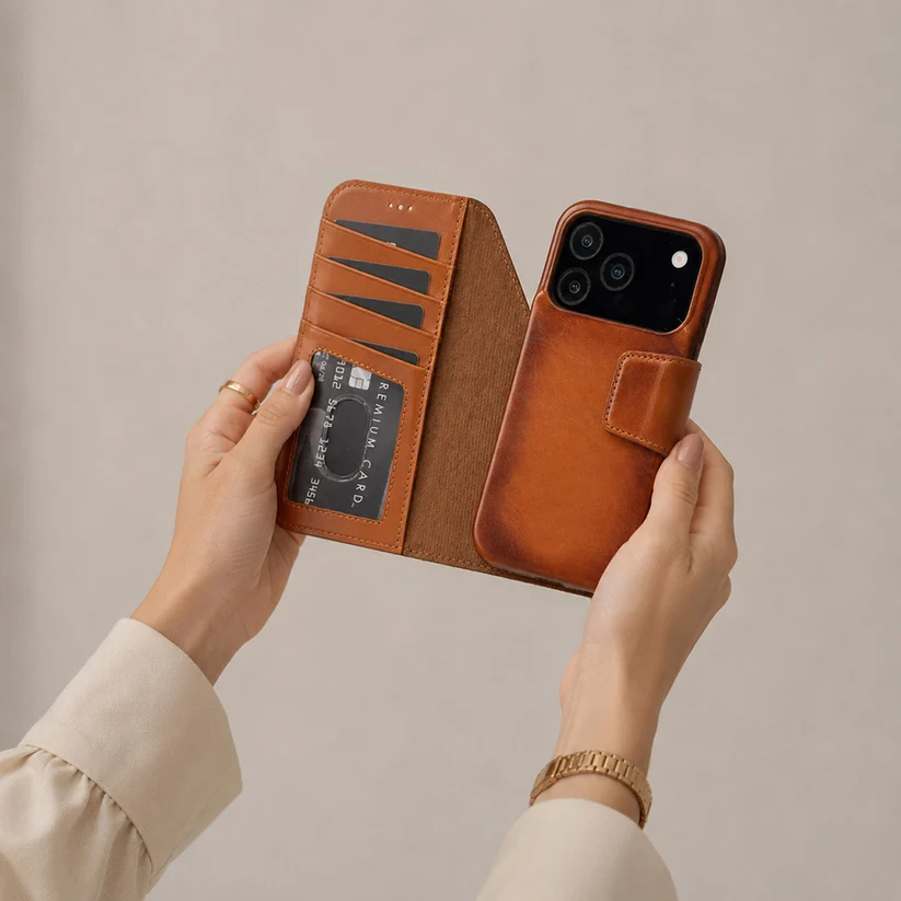 Brea iPhone 18 Pro Max Full-Grain Leather Wallet Case by TORONATA