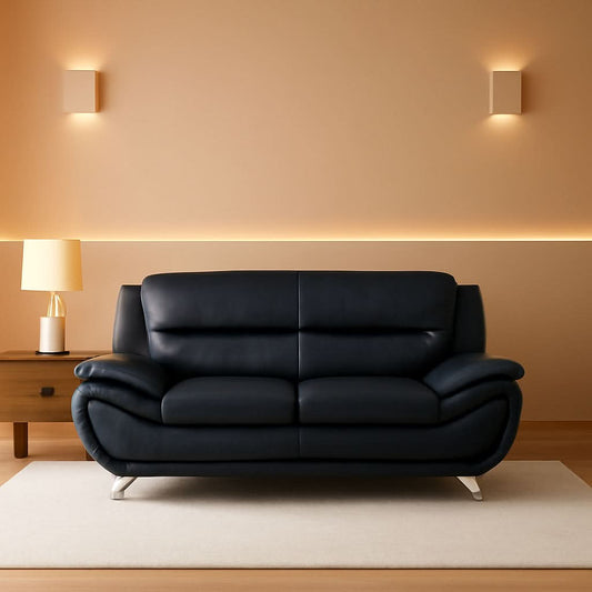 Leather Couches For Living Room Black Sofa And Loveseat Set by ShipItFurniture