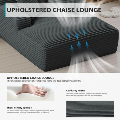 Sumptuously Oversized Dark Grey Chaise Lounge Chair by ShipItFurniture