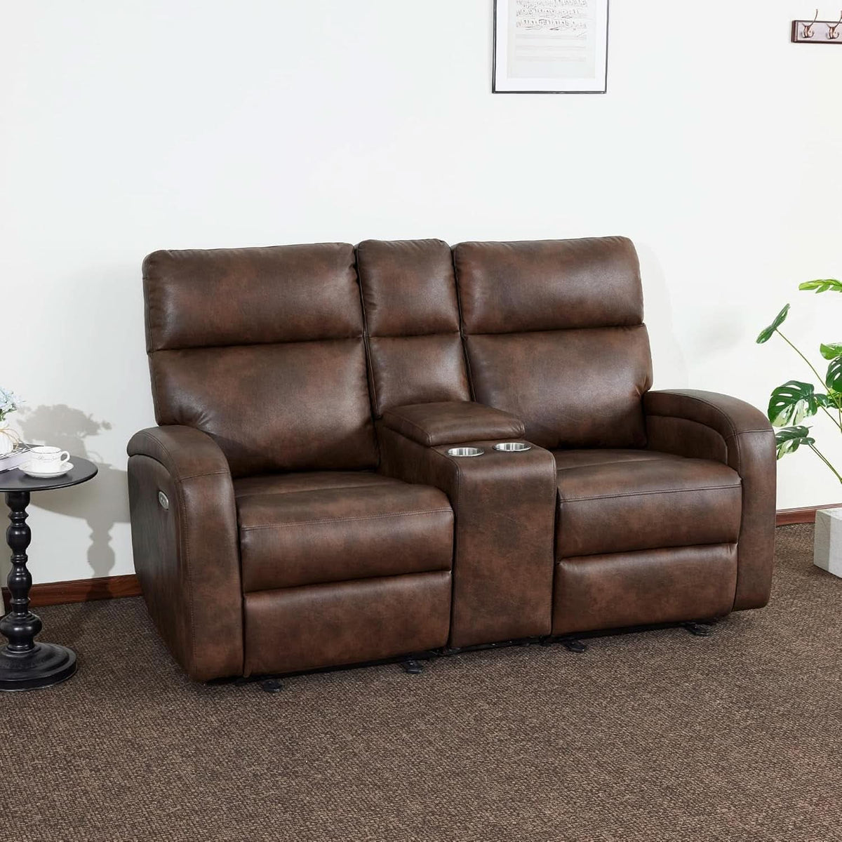 65.7 Inch Dark Brown Zero Wall Power Recliner Loveseat by ShipItFurniture
