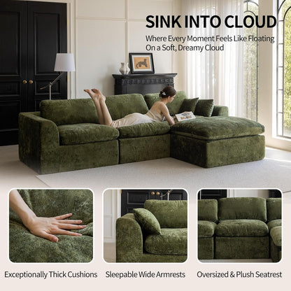 Forest Green Oversized 115 Inch Convertible Sectional by ShipItFurniture
