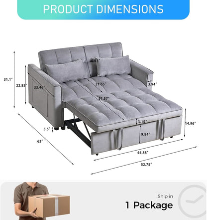 Black Velvet Convertible Sleeper Sofa Bed Luxurious by ShipItFurniture