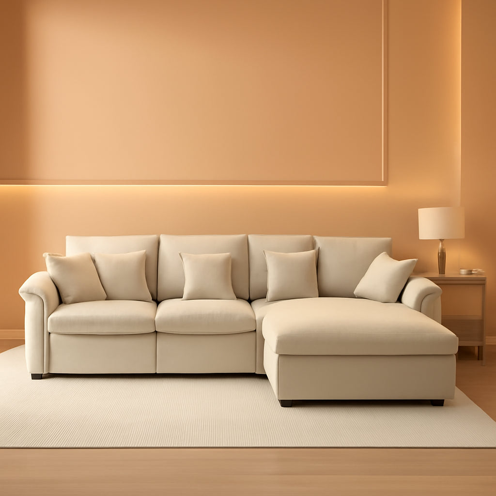 108-Inch U-Shaped Premium-Quality Sectional Sofa Beige by ShipItFurniture