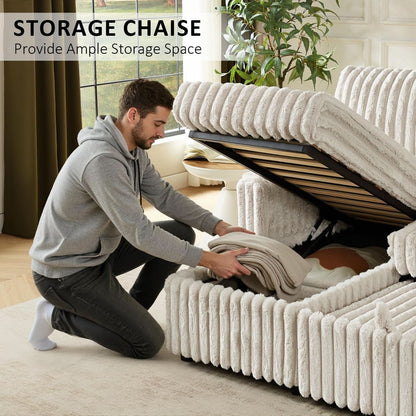 Beige 81Inch Ultra SleeperSofa With Charging Station by ShipItFurniture