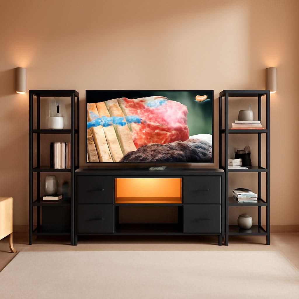 LED TV Stand 60 Inch Wide Display With USB Charging Contem porary by ShipItFurniture