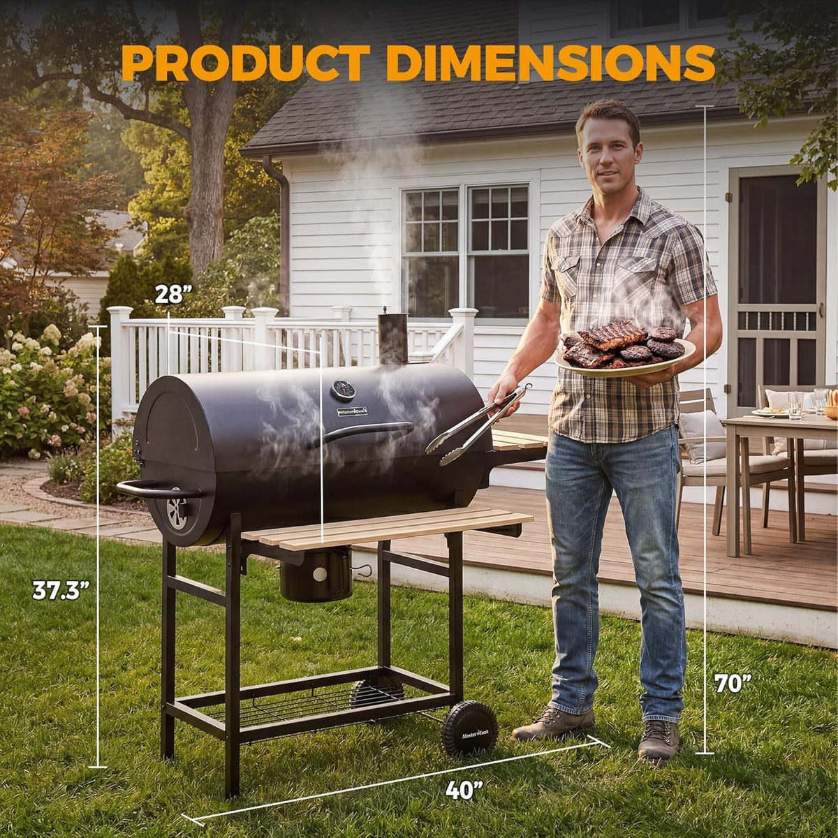 Barrel Charcoal Grill Thermometer With Adjustable Vents by ShipItFurniture