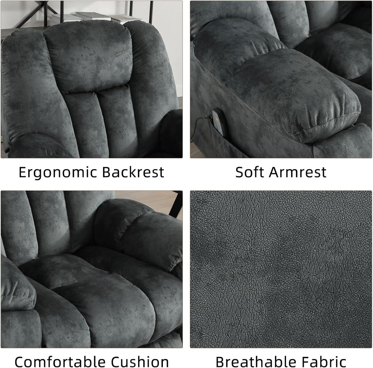 Grey Extra Wide Loveseat Recliner Sofa For Two Cup Holders by ShipItFurniture