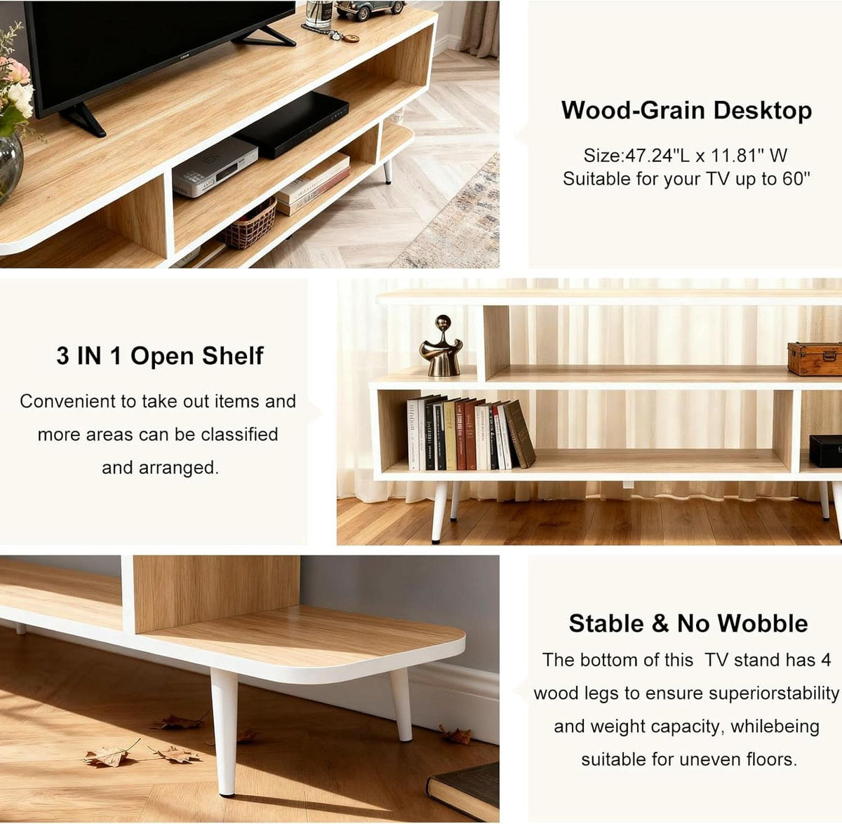 Walnut Finish 65 Inch TV Stand With Storage Cabinet Solutions by ShipItFurniture