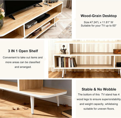 Walnut Finish 65 Inch TV Stand With Storage Cabinet Solutions by ShipItFurniture