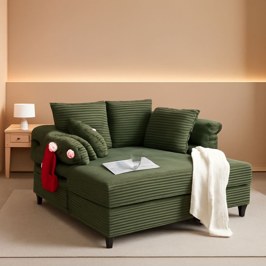 56-Inch Oversized Corduroy Lounge Chair With Armrests by ShipItFurniture