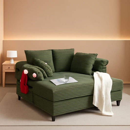56-Inch Oversized Corduroy Lounge Chair With Armrests by ShipItFurniture
