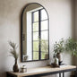 Black Arched Wall Mirror 42x24 Inches With Iron Frame by ShipItFurniture