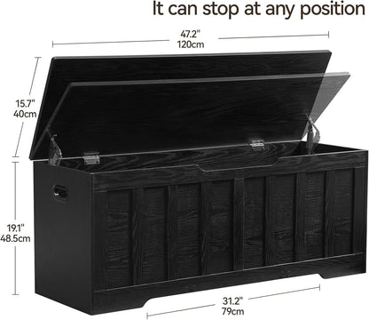 Black 47.2 Inches SolidWood Oversized Storage Bench by ShipItFurniture