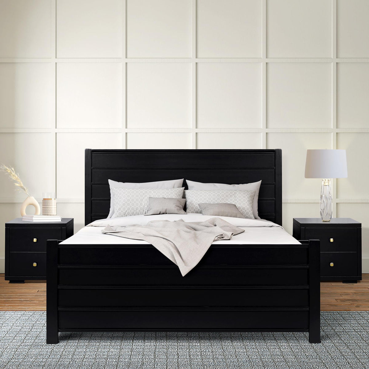 Caroline Pine Platform Bed with Paneled Headboard by Camden Isle