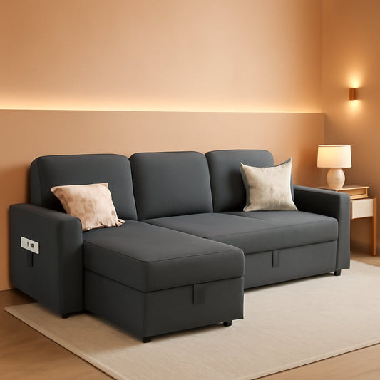 87 Inch Multi Functional Velvet Sleeper Sofa With Storage by ShipItFurniture
