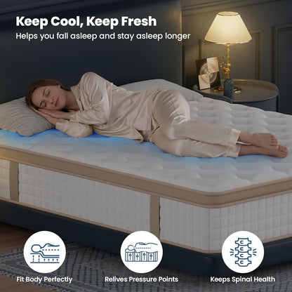 Queen Cooling Hybrid Mattress Medium Firm Ergonomic by ShipItFurniture