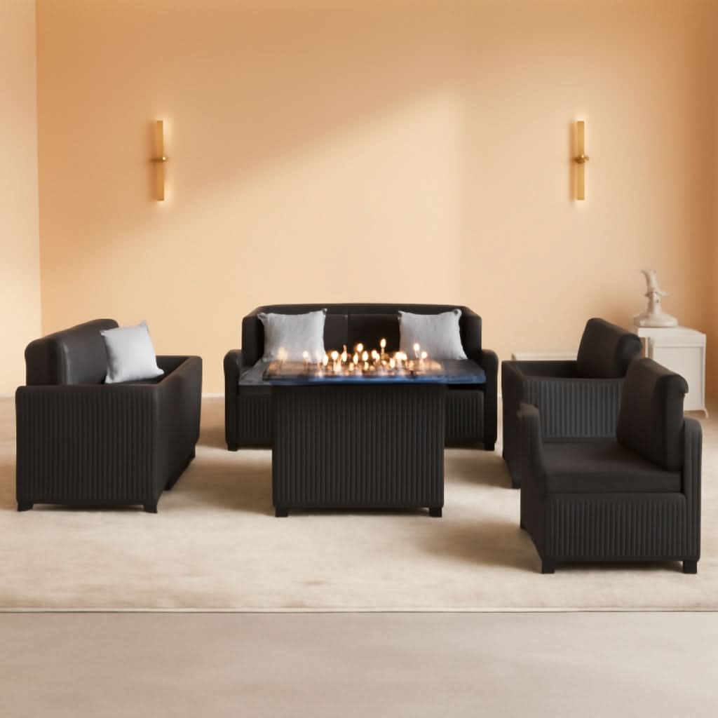 8 Piece Patio Furniture Set With 44 Inch Propane Fire Pit by ShipItFurniture