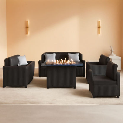 8 Piece Patio Furniture Set With 44 Inch Propane Fire Pit by ShipItFurniture