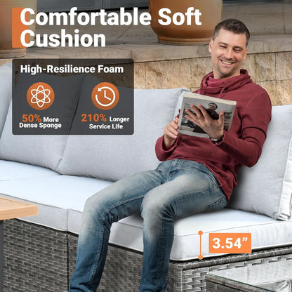 Outdoor Seven Piece Conversation Set with Coffee Table by ShipItFurniture