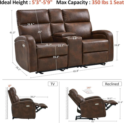 65.7 Inch Dark Brown Zero Wall Power Recliner Loveseat by ShipItFurniture