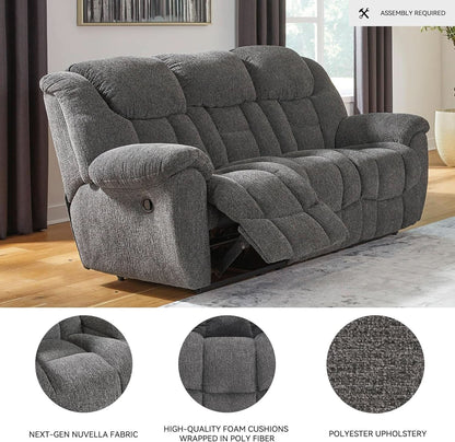 Gray Manual Reclining Sofa Stain Resistant Upholstery by ShipItFurniture