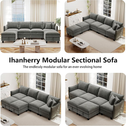 Charcoal Grey Luxurious Modular U Shaped Sectional by ShipItFurniture