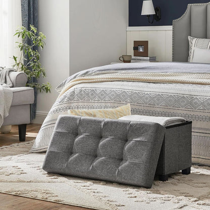 Slate Gray Storage Ottoman Bench 15x30x15.2 Inches by ShipItFurniture