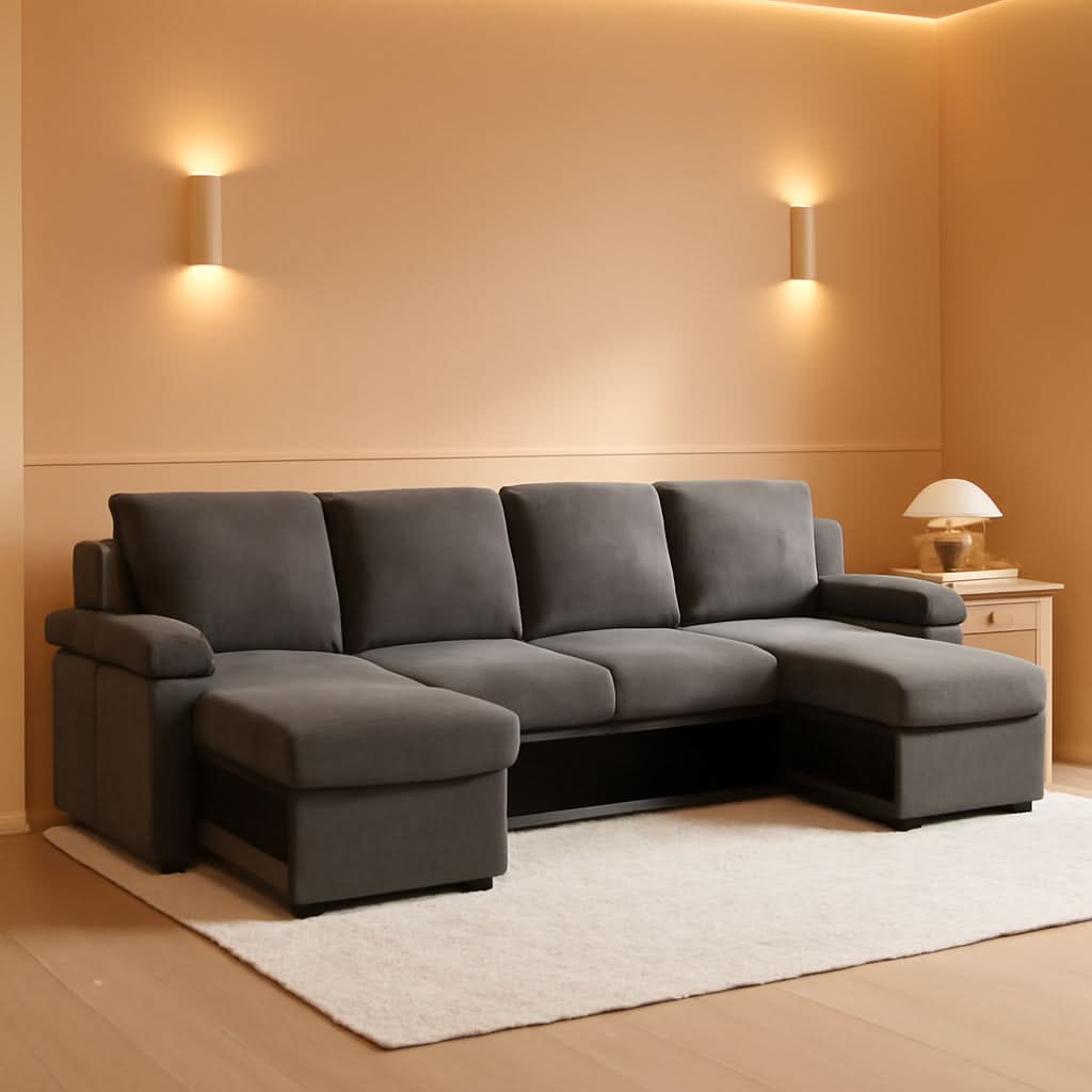 Convertible Sofa Bed With CloudLike Storage Chaise by ShipItFurniture