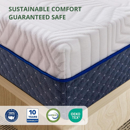12 Inch King Size Gel Memory Foam Mattress in Box by ShipItFurniture