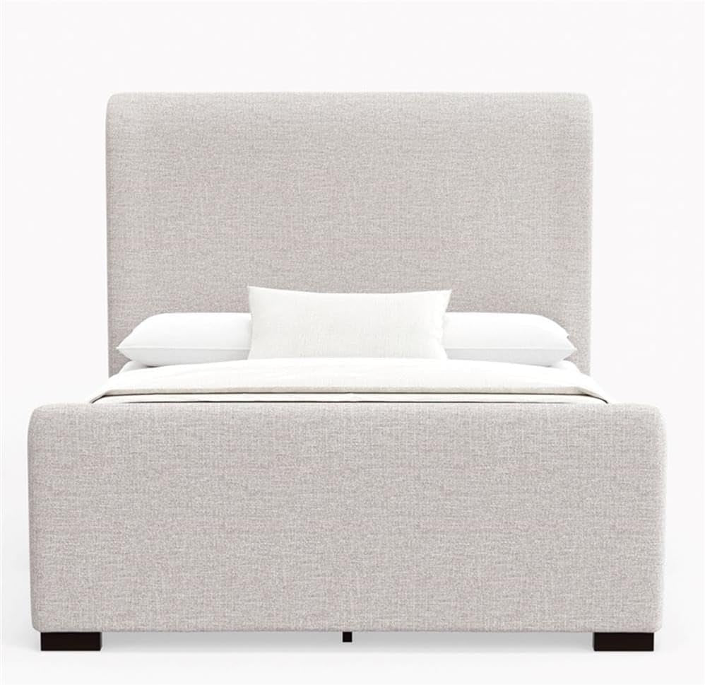 California King Platform Bed Stone Beige Upholstered by ShipItFurniture