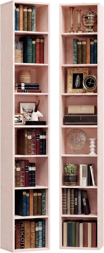 Tall Narrow Floor standing Bookshelf With Eight Shelves by ShipItFurniture