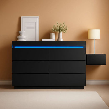 Black Multifunctional Dresser With Sliding Desk LED by ShipItFurniture