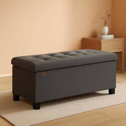 Slate Gray Storage Ottoman Bench 15x30x15.2 Inches by ShipItFurniture
