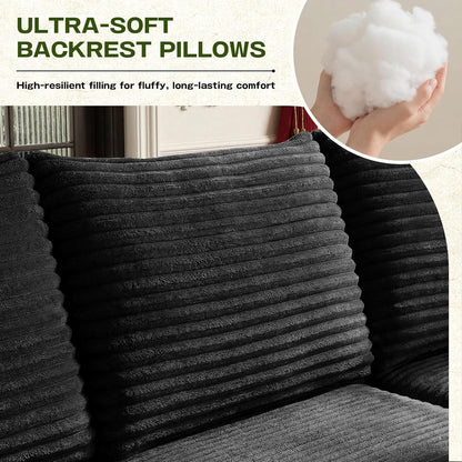 Black 96-Inch U-Shape Contemporary Modular Sectional Sofa by ShipItFurniture