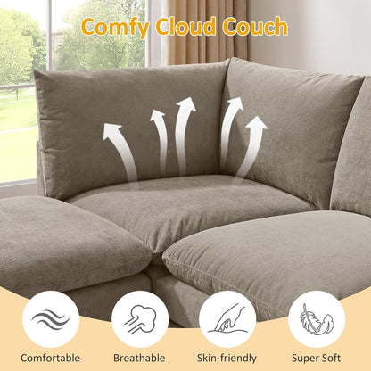 127 Inch Taupe Contemporary Modular Sectional Sofa by ShipItFurniture