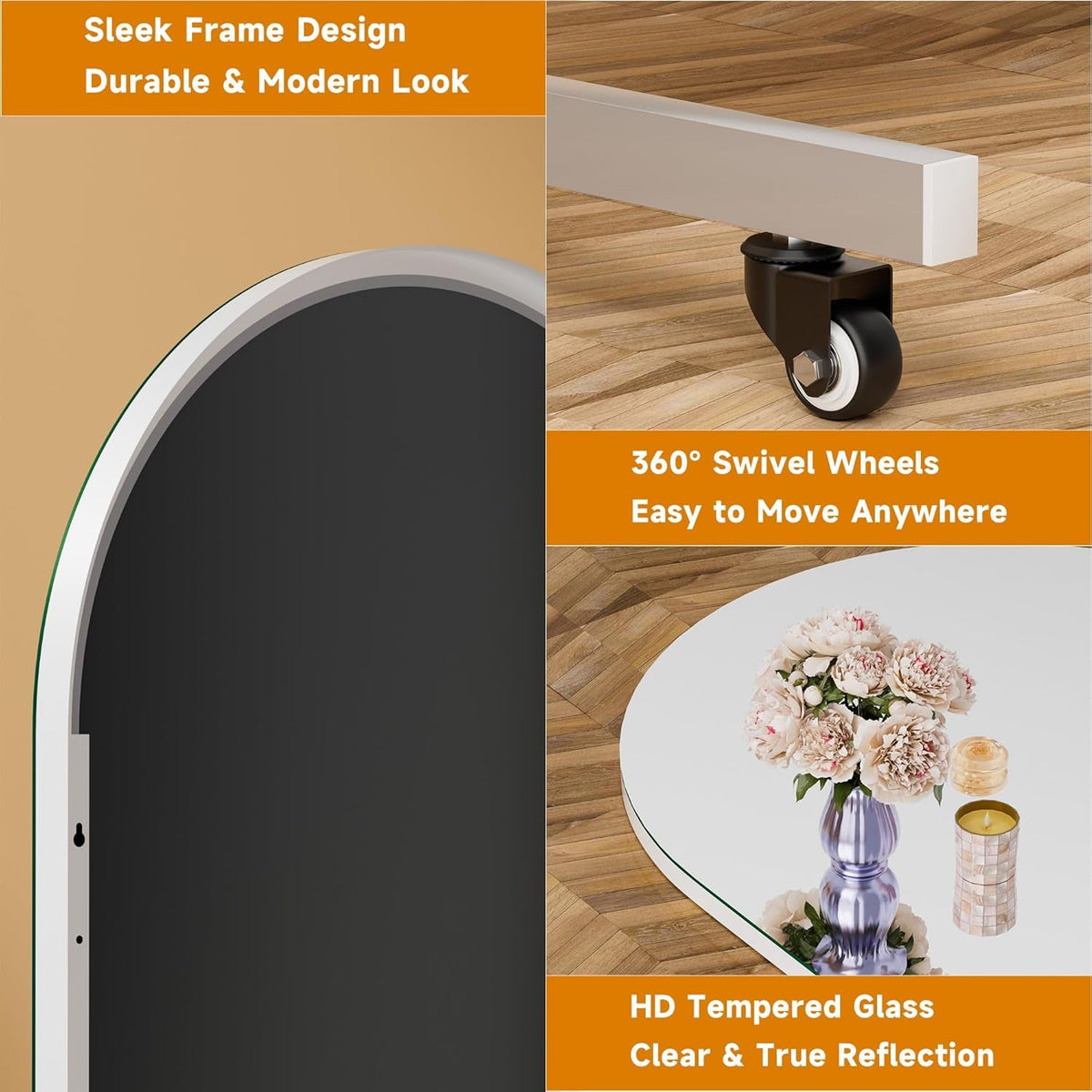 79 Inches Architectural Full Length Mirror Wheeled by ShipItFurniture